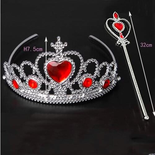 2Pcs/Set Frozen Crown Headband Princess Tiara Accessories Children Jewelry Crowns Magic Wands Girl Christmas Party Festival Gift