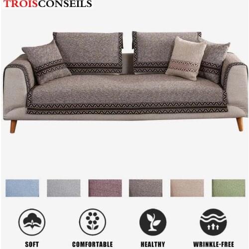 Simple Cotton Linen Weaving Sofa Cover Anti-dirty Couch Slipcovers Living Room Sectional Case For Sofa 1pc Home Sofa Decor Mat