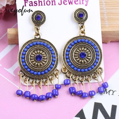 Veyofun 4 Color Acrylic Classic Round Tassels Drop Earrings Vintage Dangle Earrings Jewelry For Women New Gift