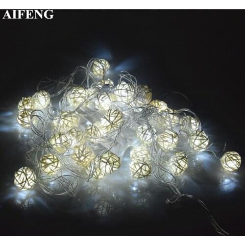 AIFENG Led String Rattan Light 1.2M 2.5M 5M 10M Rattan Ball Led String Fairy Lights For Christmas Wedding Party Decoration Lamps