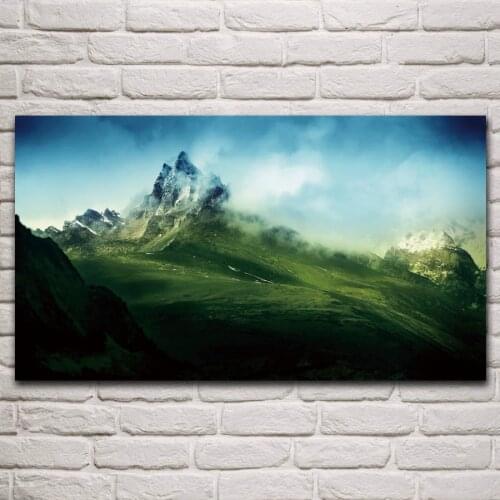 The Trident Mountain South Georgia snowy peak green nature landscape living room home wall art decor canvas fabric poster KP684