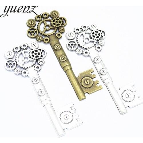 YuenZ 3pcs Vintage Gear Charms Keys Pendant Key Charms Fit Necklace DIY Metal Jewelry Making 71*64mm O267