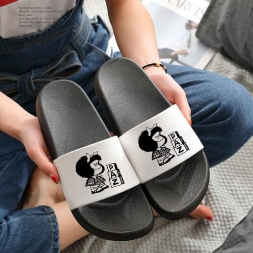 2021 women slippers Kawaii Cartoon Printing Lady Slipper Ulzzang Harajuku Flat Shoes Leisure slippers for woman zapatillas mujer