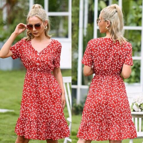 Sexy Floral Dress V-neck Cotton Print Red Dress Female Bohemian Style Plus Size women boho long maxi dress