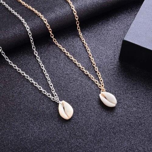 Yobest Conch Shell Necklace For Women Shape Pendant Simple Seashell Ocean Beach Boho Vintage Fashion Gold Silver Color Jewelry