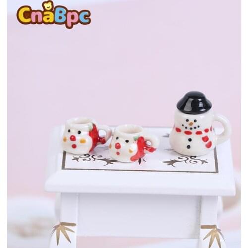 1Set 1:12 Dolls House Miniature Cups Pot Set Direction Furniture Toys Christmas Ceramics Coffee Tea Cups Dollhouse Accessory