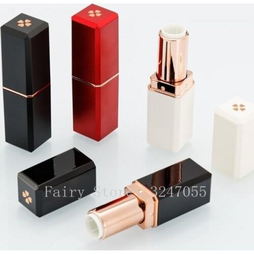 12.1mm 10/30/50pcs Four-leaf Clover Square Empty Lipstick Tube Lip Balm Container Lipstick Shell Packaging Cosmetics Refillable