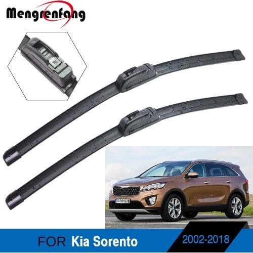 For Kia Sorento Car Wiper Blades Soft Rubber Front Windscreen Wiper J Hook Arms 2 Pieces 2002-2018