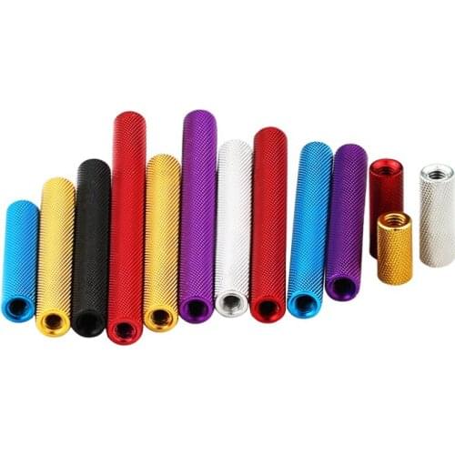 5pcs M3 Aluminum alloy diamond textured pillar connection through hole double internal teeth nuts post D5 6-60 length Golden