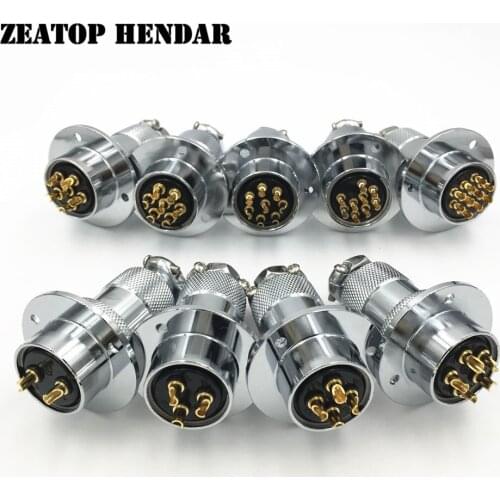 50Set GX25 Gold 2 3 4 5 6 7 8 9 10 Pin Aviation Connector 25mm Male Female Wire Plug with 3 Hole Flange Circular GX-25 Socket