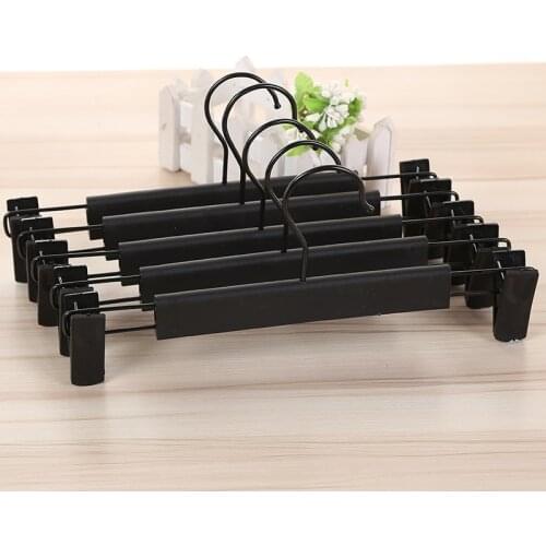 50pcs Plastic Black Hanger For Lingerie Underwear Anti-skidding Clothing Pants Skirt Clip Hangers Rack#21586