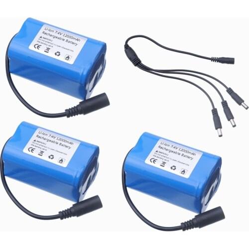 7.4V 12000Mah 5200Mah Battery 3To1 Line ChargerFor T188 T888 2011-5 V007 C18 H18 So on Remote Control RC Fishing Bait Boat Parts