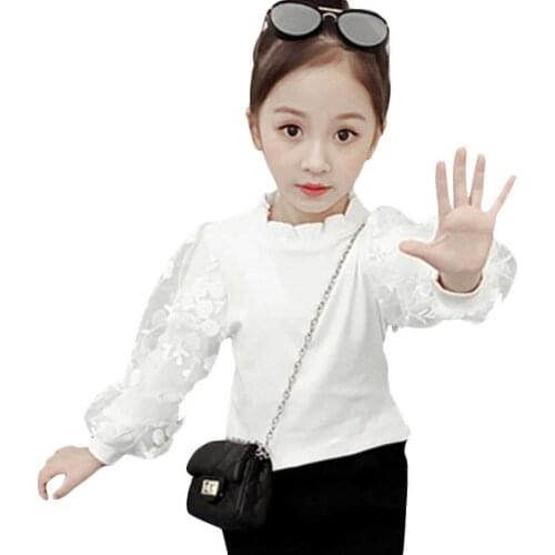 Blouse For Girls Solid White Blouse For Girls Lace School Shirt For Girl School Clothes For Girls Age 6 8 10 12 14 Year