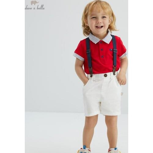 DB18112 dave bella summer baby boys casual striped clothing sets kids fashion short sleeve sets children 2 pcs suit