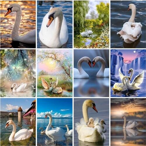 DIY Swan 5D Diamond Painting Full Round Drill Animal Diamond Embroidery Cross Stitch Kits Mosaic Wall Art Home Decor
