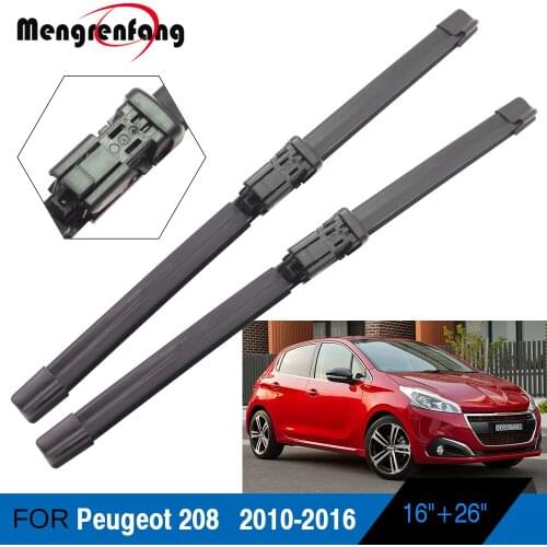 For Peugeot 208 Car Soft Rubber Wiper Front Windscreen Wiper Blades Push Button Arms 2010 2011 2012 2013 2014 2015 2016