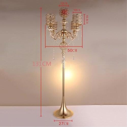 30days sent ) wholesale cheap 5arms tall candelabra walkway stand pillar crystal balls gold wedding candle holders senyu0319