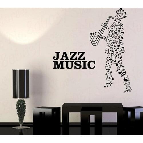 Jazz Music Wall Decal Musical Notes Musician Saxophone Player Vinyl Window Stickers Concert Interior Decor Creative Mural WL14