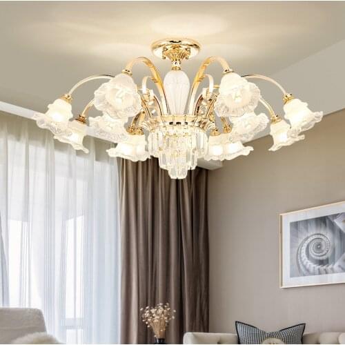 European Chandeliers New Living Room Lamp Modern Minimalist Home Crystal Lamp Atmospheric Net Red Restaurant Chandelier Lighting