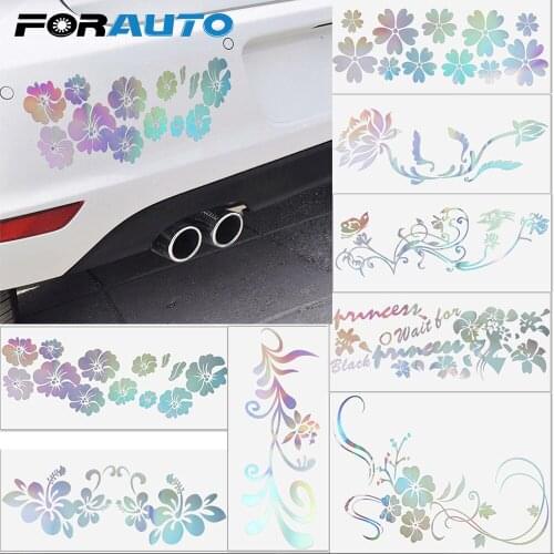 FORAUTO Laser Flower Stickers Car Body Decorative Car Styling Reflective Motorcycle Car Door Window Sticker Random Sent