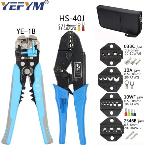 HS-40J crimping pliers stripper tools kit HS-03BC/10A/10WF/2546B jaw for insulation non-insulation tube pulg terminals