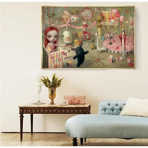 Citon Canvas Oil painting Mark Ryden《The Magic Circus, 2018》Artwork Poster Picture Modern Wall Decor Home Living room Decoration