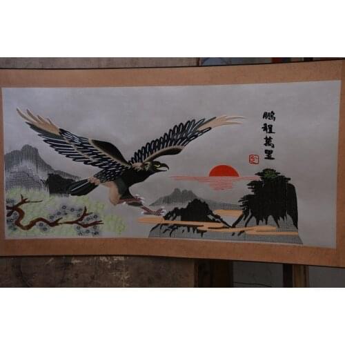 Hand-painted Chinese paintings, Embroidery of the Qing Dynasty in China,eagle, free shipping