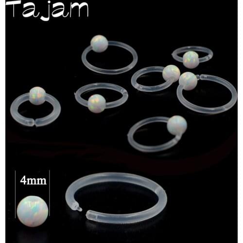1PC Bioplast Flexible Septum Clicker Ring Opal Nose Ring Ear Tragus Helix Cartilage Earring Body Piercing Jewelry