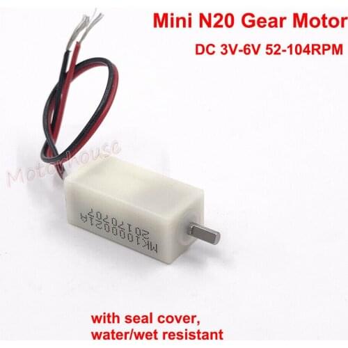 DC 3V-6V Mini Micro N20 Metal Gear Motor Large Torque Cover Dust Water Protected