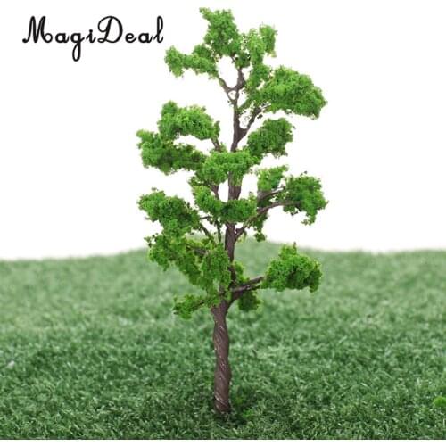 MagiDeal 5Pcs/Pack 1/75 Scale 12cm Train Track Model Trees Green for Street Railway Park Garden Layout Landscape Scenery Scene