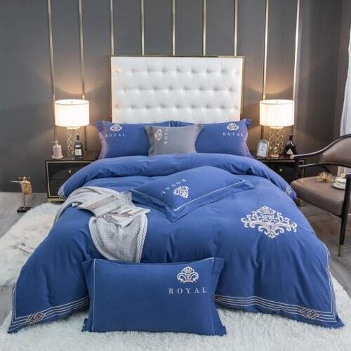 2020 new products Thickened cotton sanding Solid color embroidery Bed Set luxury bedding king size 4-piece set