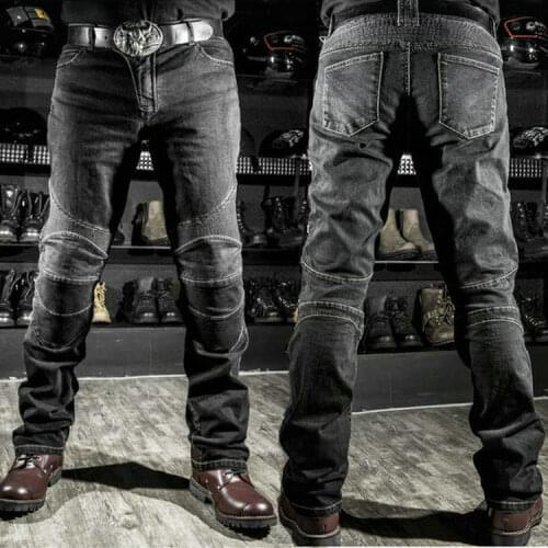 NEW old cow classic Europe and the United States motorcycle racing casual straight jeans anti-fall knee pads off-road