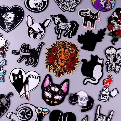 Punk Animal Patch Iron On Patches On Clothes Hippie Embroidery Patches For Clothing Fusible Patch Sticker For Clothes Applique