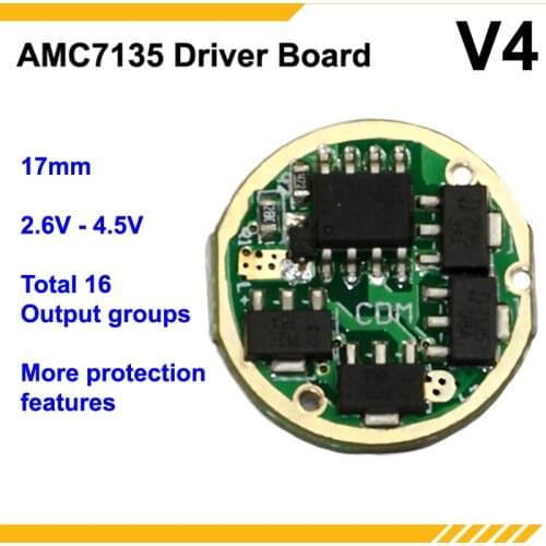 New KDLITKER 7135 V4 17mm 1-Cell 16-Groups Flashlight Driver Board