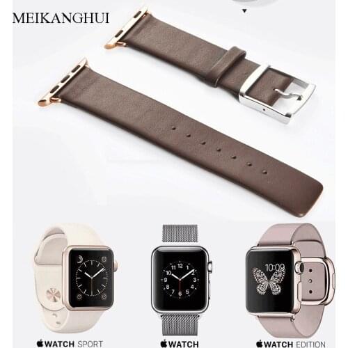 MEIKANGHUI Genuine Leather Watchbands Fits-all of Apple Watch Series 1-2 iWatch Sports Buckle 38mm 42mm For Women /Men
