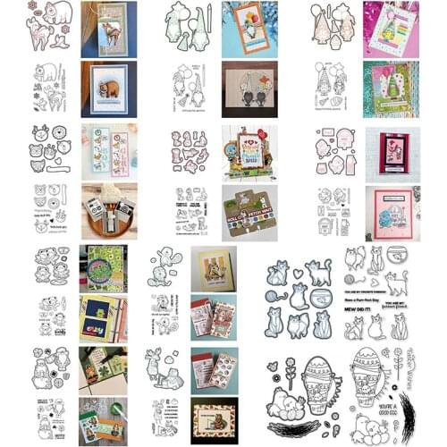 Hello Little Boy/Girl Golf Dog Easter Bunny Cutting Dies Corresponding Clear Stamp Scrapbooking For Card Making Crafts Supplies
