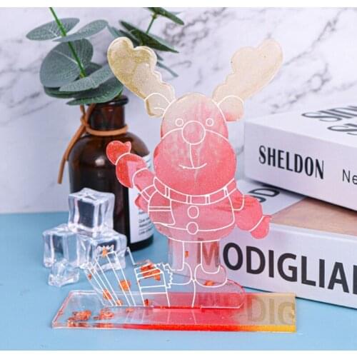 Christmas Theme Epoxy Resin Mold Xmas Elk Silicone Mould DIY Crafts Home Party Table Decor Ornaments Casting Tool