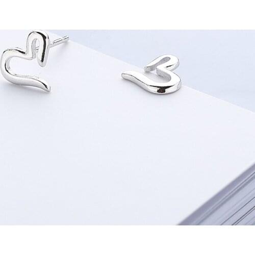 925 Sterling Silver Little Hollow Heart Stud Earrings For Women Elegant Wedding Jewelry pendientes mujer moda Brincos