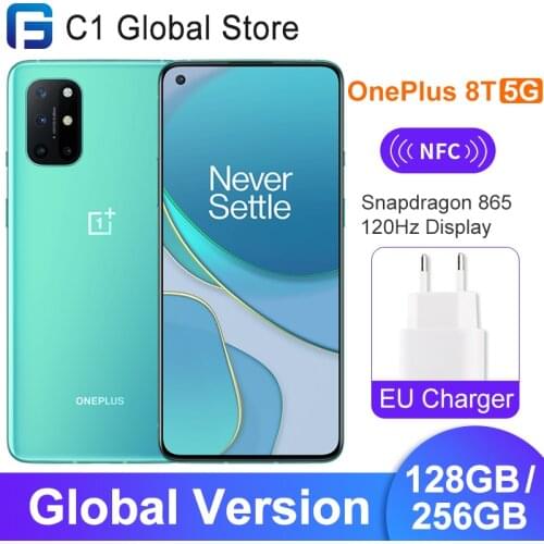 Global Version OnePlus 8T 8 T OnePlus 8GB 128GB Display 6.55" 120Hz Snarpdragon 865 Smartphone Warp Charge 65 Support NFC