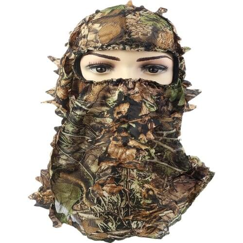 Tactical 3D Leaf Maple Camouflage Stereo Mask Outdoor Hunting Bionic Balaclava Headgear CS Paintball Fishing Bandana Face Scarf