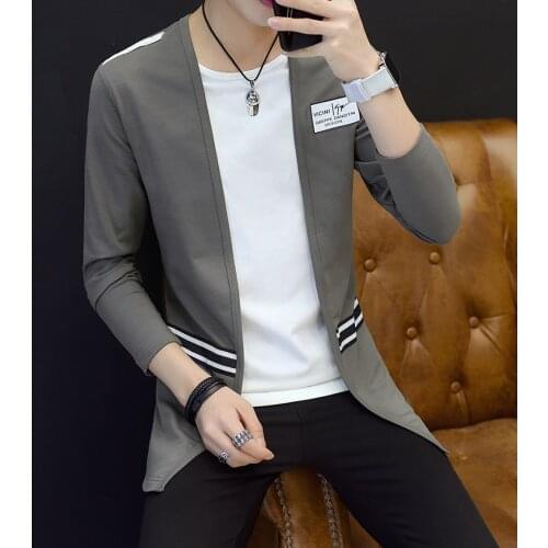 Spring Mens Long Sleeve Coat Casual Fake Two-piece Top Stylish Coat Outwear Handsome Hairstylist Outwear Size M-3XL C32