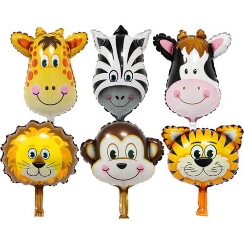 Cartoon Animal Balloon Childrens Party Toy Balloon Lion Cow Giraffe Tiger Monkey Tiger Aluminum Film Decoration Balloon