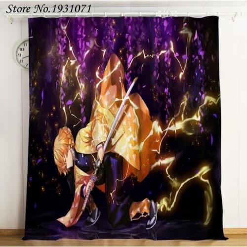 Popular Anime Demon Slayer 3D Printed Curtain Kids Bedroom Living Room Curtain Home Decoration Parlour Room Blackout Curtains 01