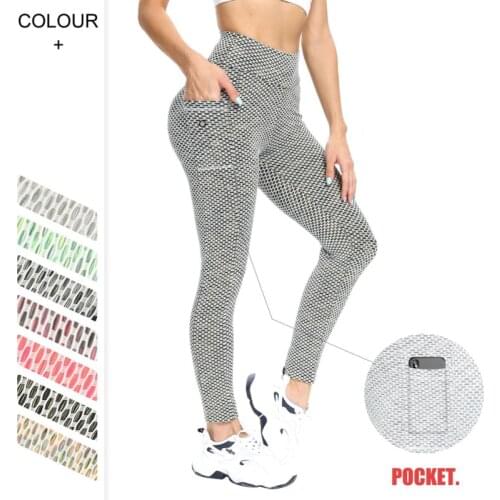 Women Yoga Pants Sports Leggings With Pockets Sportswear Stretchy Tummy Control Fitness Gym Leggings High Waist Seamless Push Up