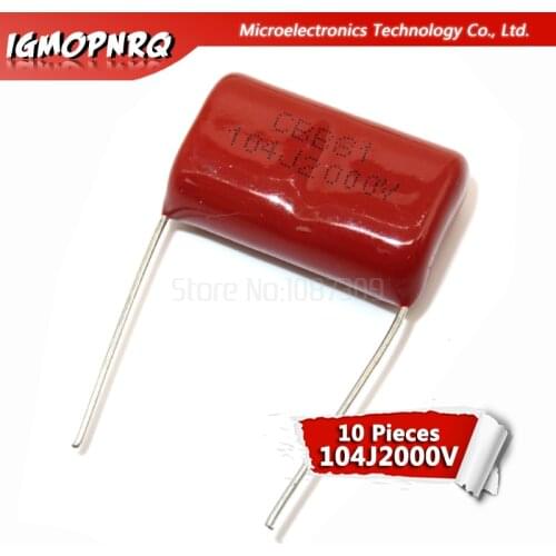10PCS 0.1uF 2000V 2KV CBB 104 100NF Polypropylene film capacitor pitch 25mm CBB81 2000V104J-P25