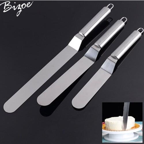 3pcs 6/8/10 Inches Stainless Steel Butter Cake Cream Spatula For Cake Smoother Fondant Pastry Cake Decorating