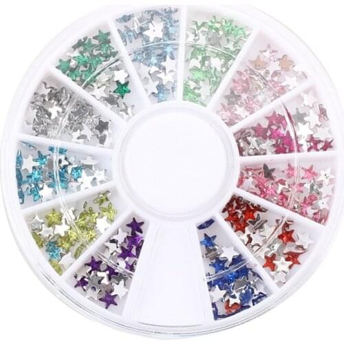 300 PCS 3Mm Star Crystal Nail Art Decorations Glitter Rhinestone Wheel