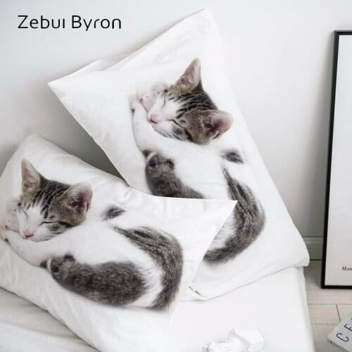 3D Pillow Case,Pillowcase Custom/50x70/50x75/50x80/70x70 Decorative Pillow Cover,Animal Sleeping cat Bedding,Drop Ship