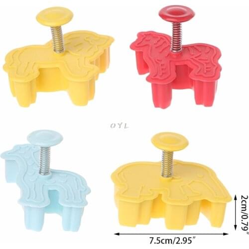 4Pcs 3D Animal Plastic Cookies Mold Fondant Cake Cutter Mould DIY Bakeware Tools
