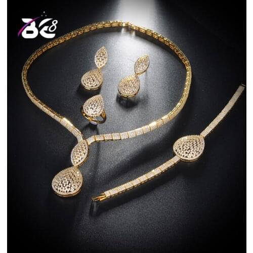 Be 8 Latest Bridal Wedding Jewelry Sets High Quality Water Drop Design Women Anniversary 4pc Jewelry Set Bijoux Femme S151